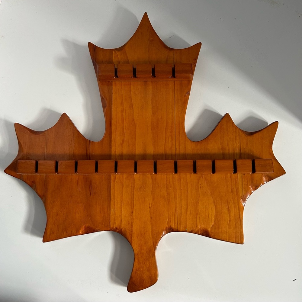 Vintage Solid wood Maple leaf shaped SPOONS RACK